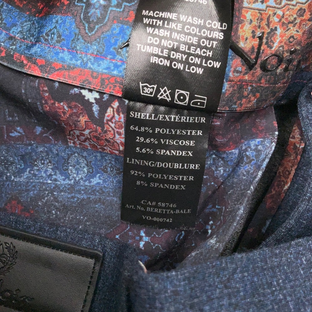 Au Noir Daring Dress Pants Mens 32 Navy Blue Excellent Stretch Beretta-Bale - Picture 5 of 12